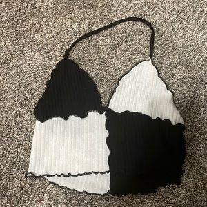 Small black and white cropped tank